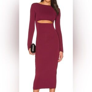 NWT Revolve x‎ Not Yours to Keep Amori Cut-Out Midi Dress in Red Merlot - S